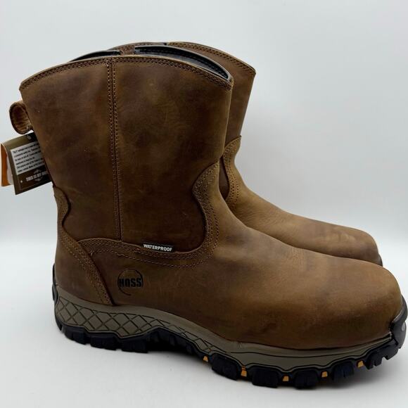 Hoss Mens Recon 8" Side Zip Wellington Industrial Boot 14 Wide Brown Leather NIB - Picture 6 of 12